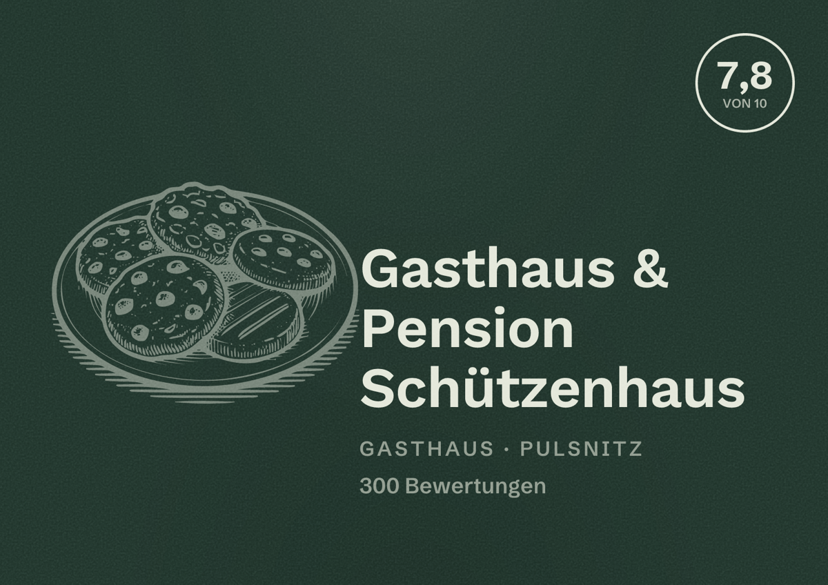 Illustriertes Poster von Gasthaus & Pension Schützenhaus, Gasthaus in Pulsnitz: Bewertung 7,8 von 10 aus 300 Bewertungen