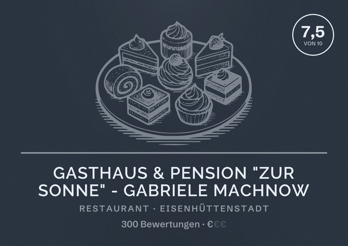 Illustriertes Poster von Gasthaus & Pension "Zur Sonne" - Gabriele Machnow, Restaurant in Eisenhüttenstadt: Bewertung 7,5 von 10 aus 300 Bewertungen, Preisniveau €