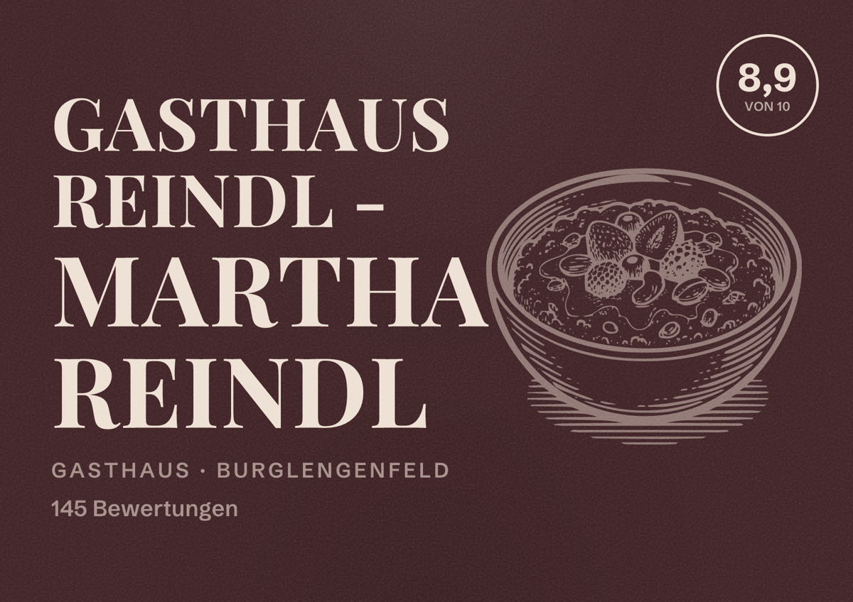 Illustriertes Poster von Gasthaus Reindl - Martha Reindl, Gasthaus in Burglengenfeld: Bewertung 8,9 von 10 aus 145 Bewertungen