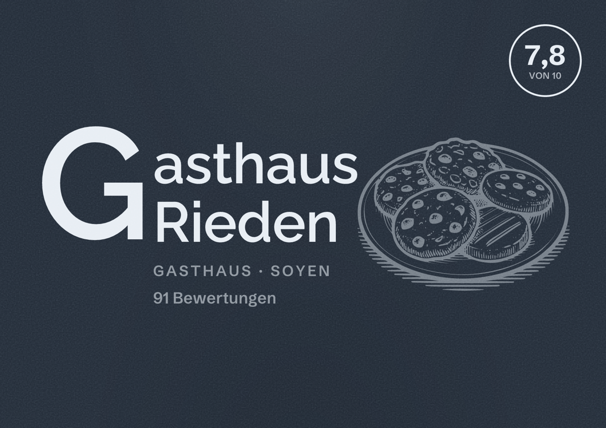 Illustriertes Poster von Gasthaus Rieden, Gasthaus in Soyen: Bewertung 7,8 von 10 aus 91 Bewertungen