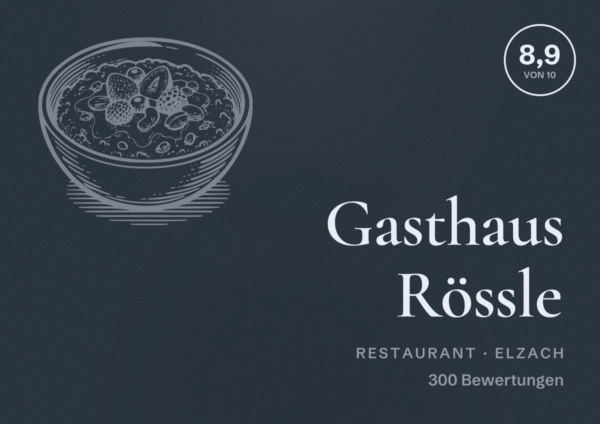 Illustriertes Poster von Gasthaus Rössle, Restaurant in Elzach: Bewertung 8,9 von 10 aus 300 Bewertungen