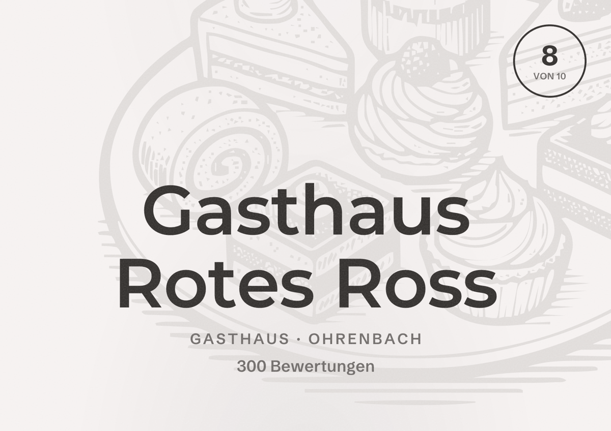 Illustriertes Poster von Gasthaus Rotes Ross, Gasthaus in Ohrenbach: Bewertung 8 von 10 aus 300 Bewertungen