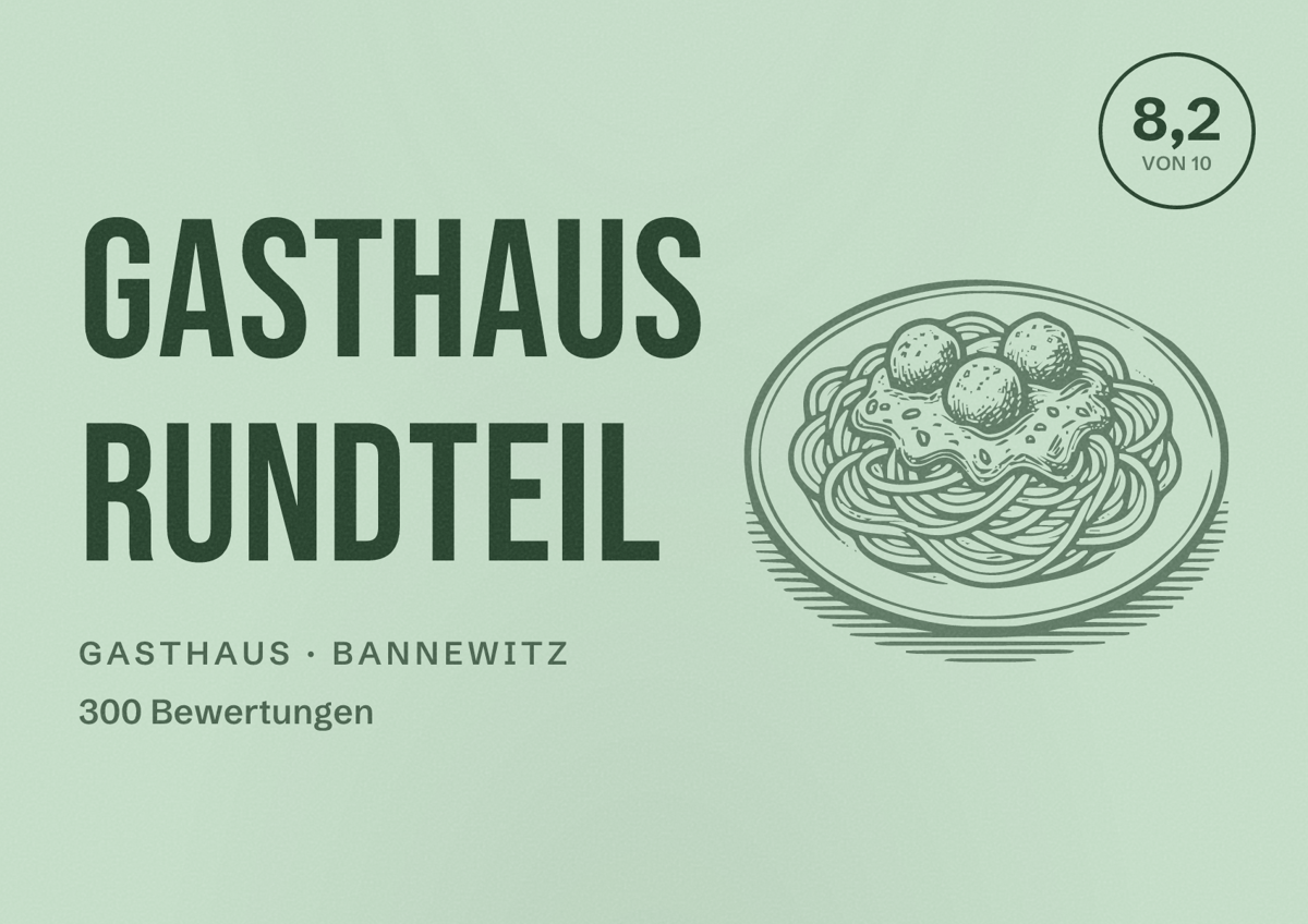 Illustriertes Poster von Gasthaus Rundteil, Gasthaus in Bannewitz: Bewertung 8,2 von 10 aus 300 Bewertungen