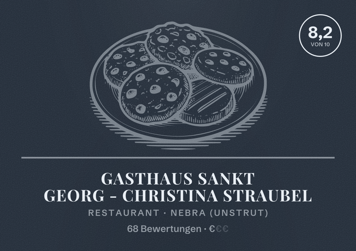 Illustriertes Poster von Gasthaus Sankt Georg - Christina Straubel, Restaurant in Nebra (Unstrut): Bewertung 8,2 von 10 aus 68 Bewertungen, Preisniveau €