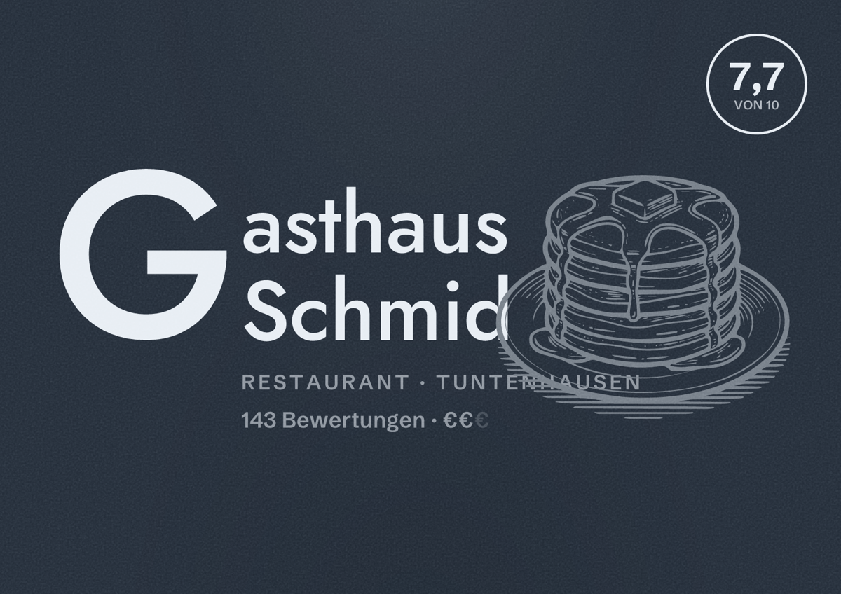 Illustriertes Poster von Gasthaus Schmid, Restaurant in Tuntenhausen: Bewertung 7,7 von 10 aus 143 Bewertungen, Preisniveau €€