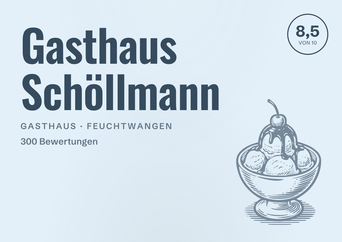 Illustriertes Poster von Gasthaus Schöllmann, Gasthaus in Feuchtwangen: Bewertung 8,5 von 10 aus 300 Bewertungen