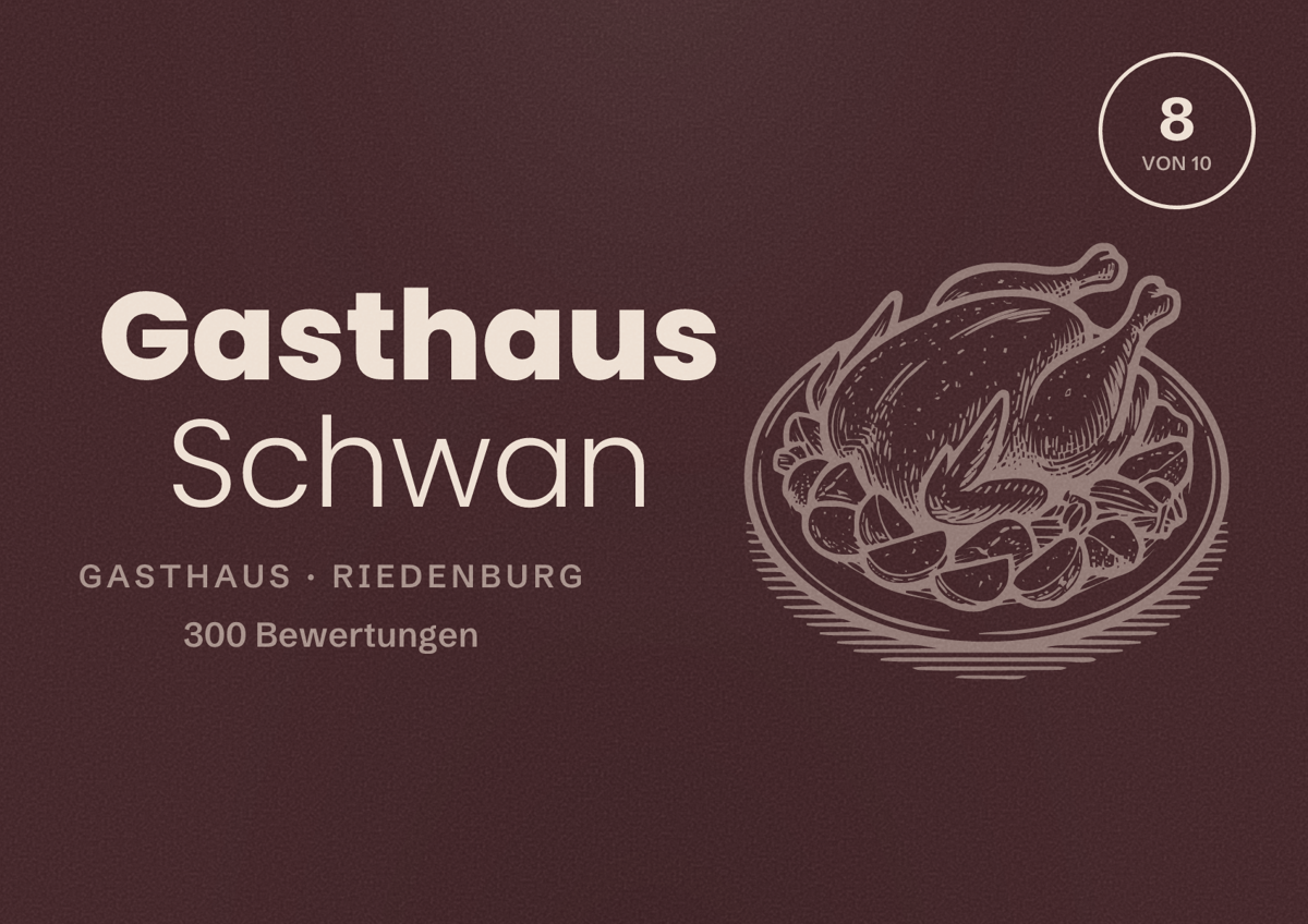 Illustriertes Poster von Gasthaus Schwan, Gasthaus in Riedenburg: Bewertung 8 von 10 aus 300 Bewertungen