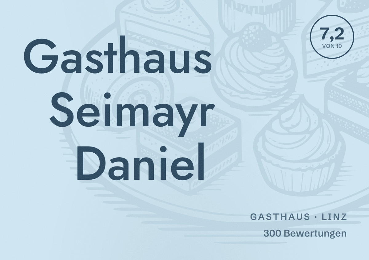 Illustriertes Poster von Gasthaus Seimayr Daniel, Gasthaus in Linz: Bewertung 7,2 von 10 aus 300 Bewertungen