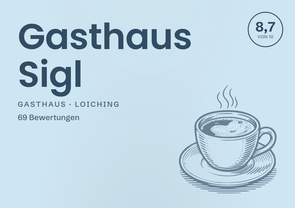 Illustriertes Poster von Gasthaus Sigl, Gasthaus in Loiching: Bewertung 8,7 von 10 aus 69 Bewertungen