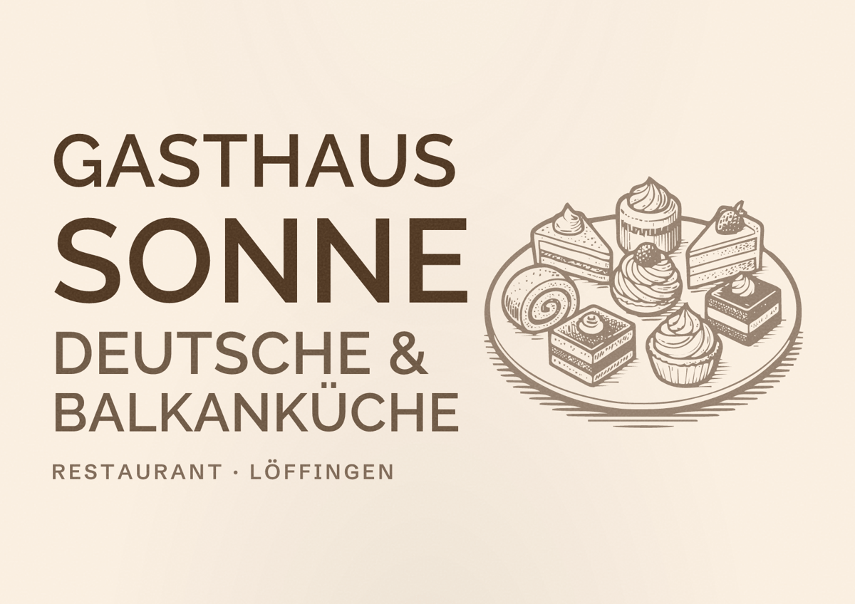 Illustriertes Poster von Gasthaus Sonne Deutsche & Balkanküche, Restaurant in Löffingen