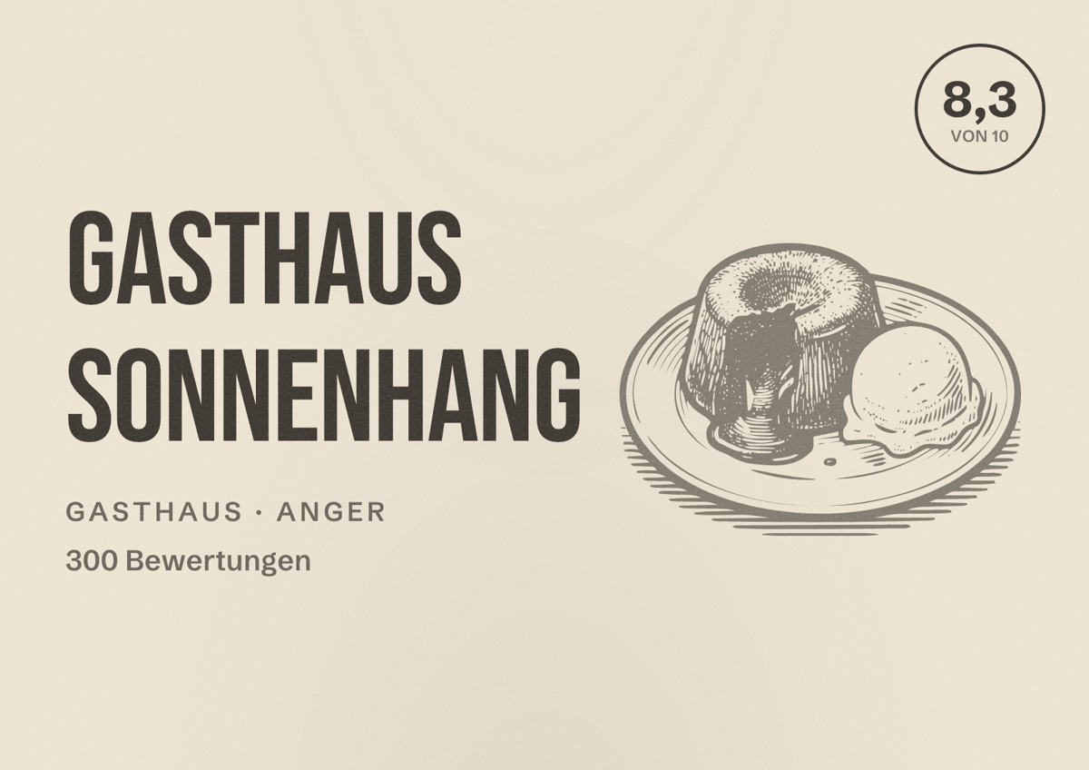 Illustriertes Poster von Gasthaus Sonnenhang, Gasthaus in Anger: Bewertung 8,3 von 10 aus 300 Bewertungen