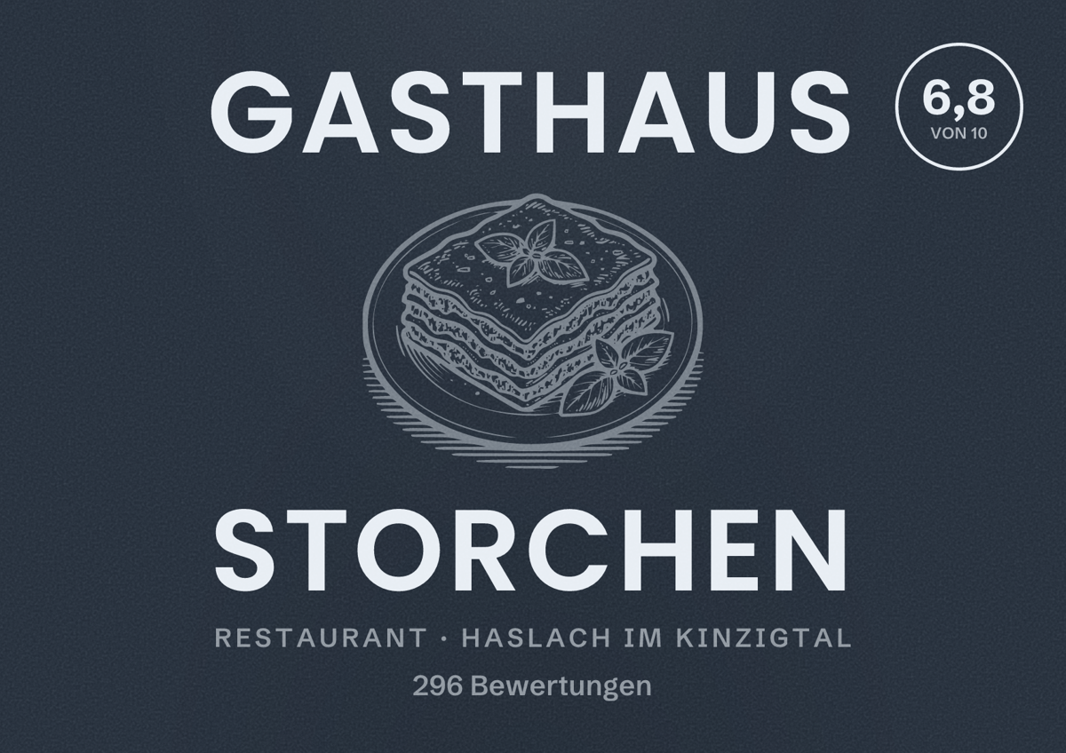 Illustriertes Poster von Gasthaus Storchen, Restaurant in Haslach im Kinzigtal: Bewertung 6,8 von 10 aus 296 Bewertungen