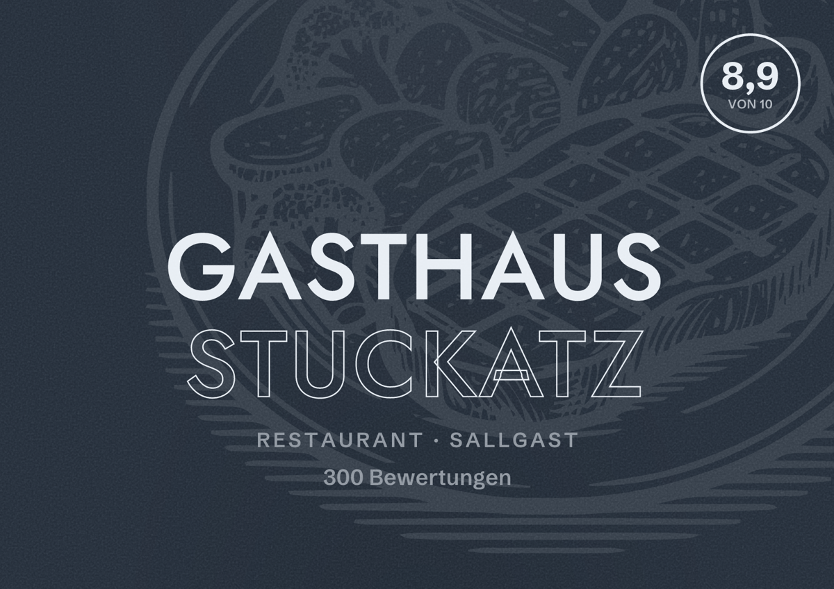 Illustriertes Poster von Gasthaus Stuckatz, Restaurant in Sallgast: Bewertung 8,9 von 10 aus 300 Bewertungen
