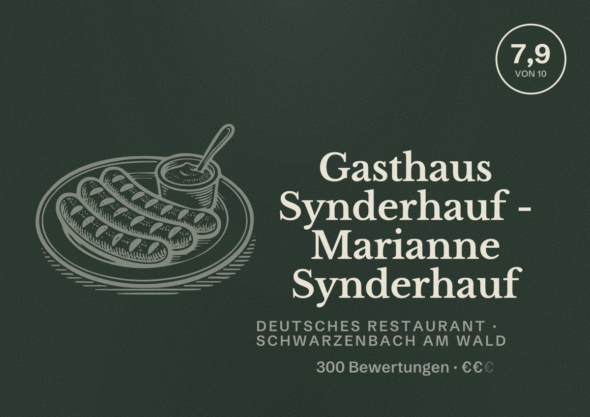 Illustriertes Poster von Gasthaus Synderhauf - Marianne Synderhauf, Deutsches Restaurant in Schwarzenbach am Wald: Bewertung 7,9 von 10 aus 300 Bewertungen, Preisniveau €€