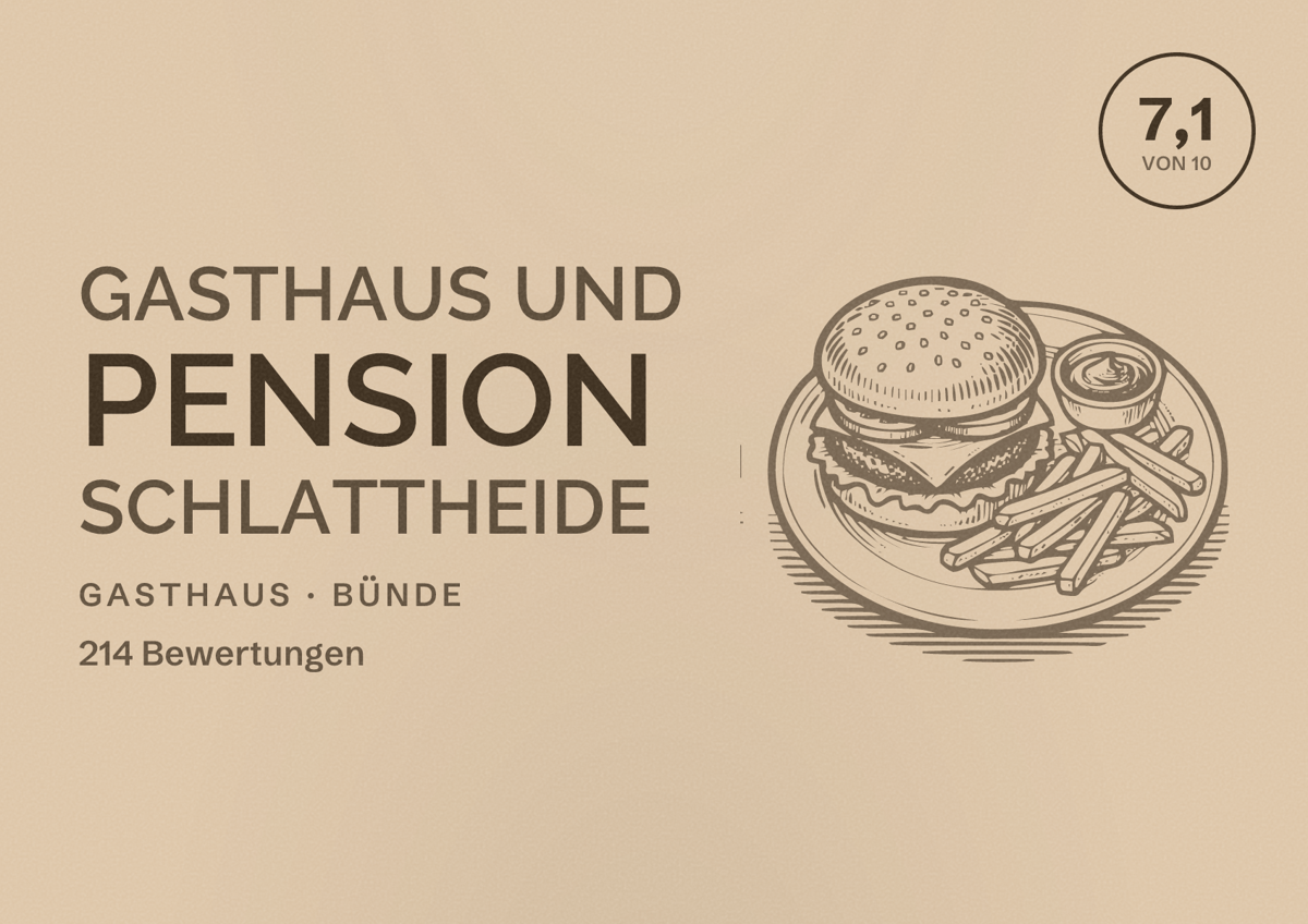 Illustriertes Poster von Gasthaus und Pension Schlattheide, Gasthaus in Bünde: Bewertung 7,1 von 10 aus 214 Bewertungen
