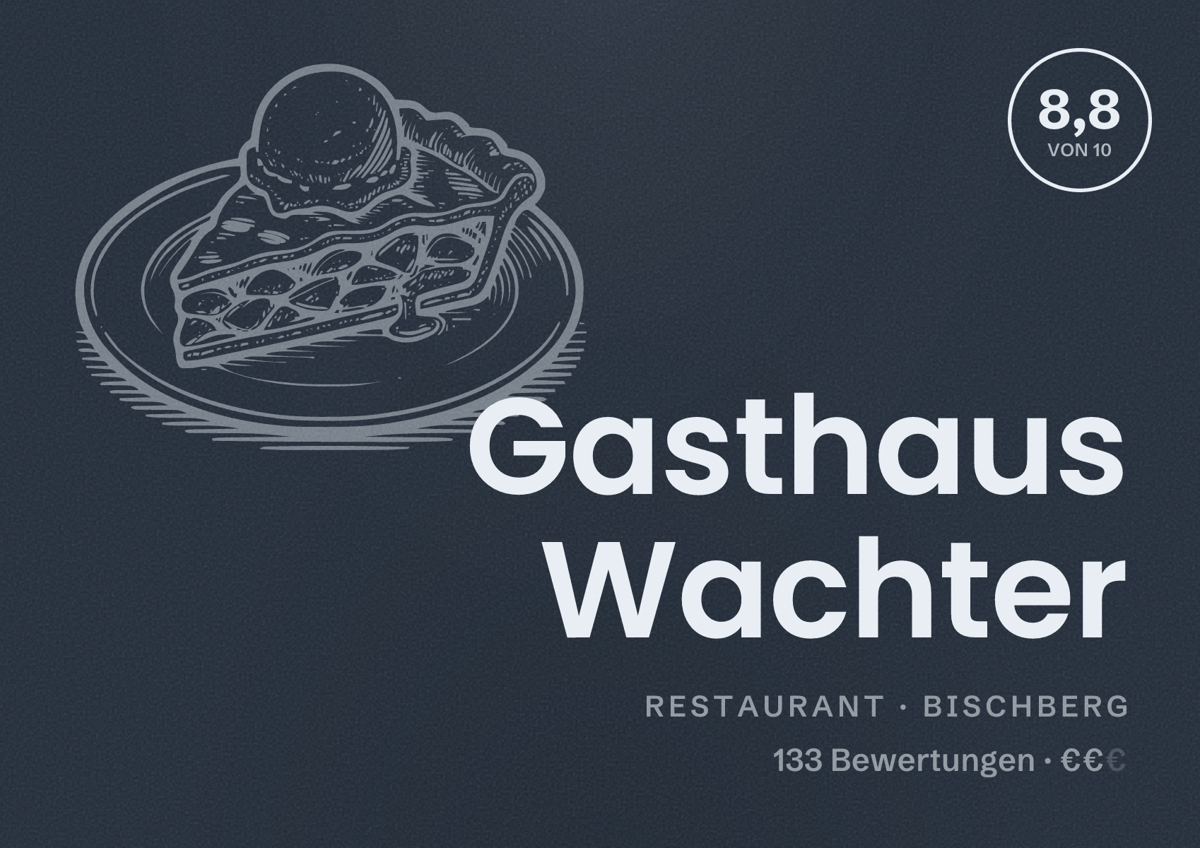 Illustriertes Poster von Gasthaus Wachter, Restaurant in Bischberg: Bewertung 8,8 von 10 aus 133 Bewertungen, Preisniveau €€