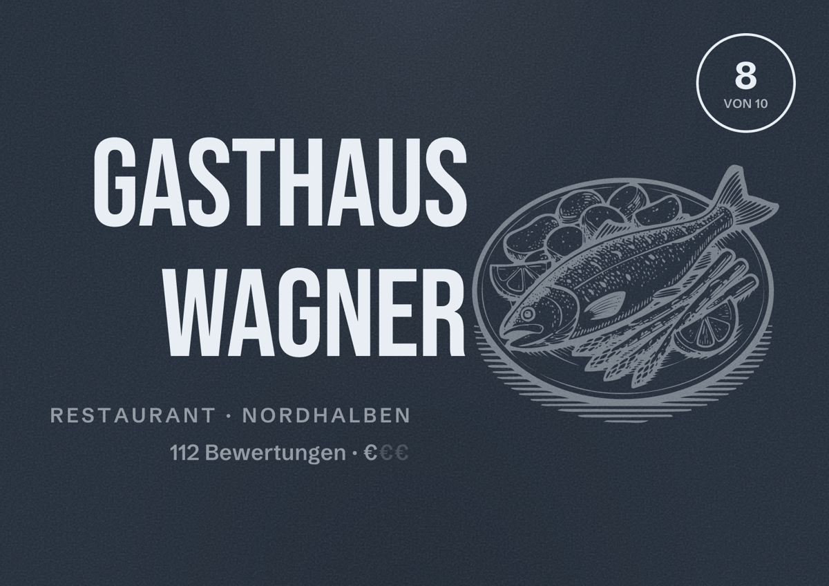 Illustriertes Poster von Gasthaus Wagner, Restaurant in Nordhalben: Bewertung 8 von 10 aus 112 Bewertungen, Preisniveau €