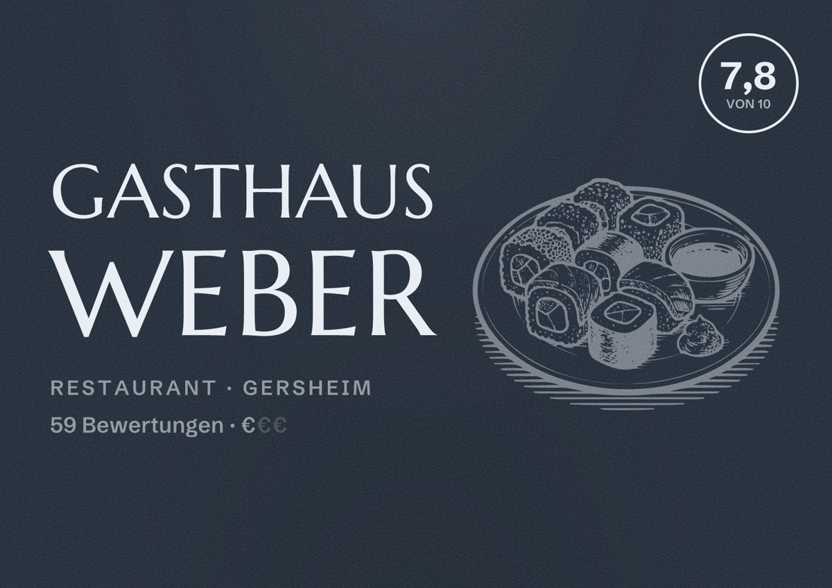 Illustriertes Poster von Gasthaus Weber, Restaurant in Gersheim: Bewertung 7,8 von 10 aus 59 Bewertungen, Preisniveau €
