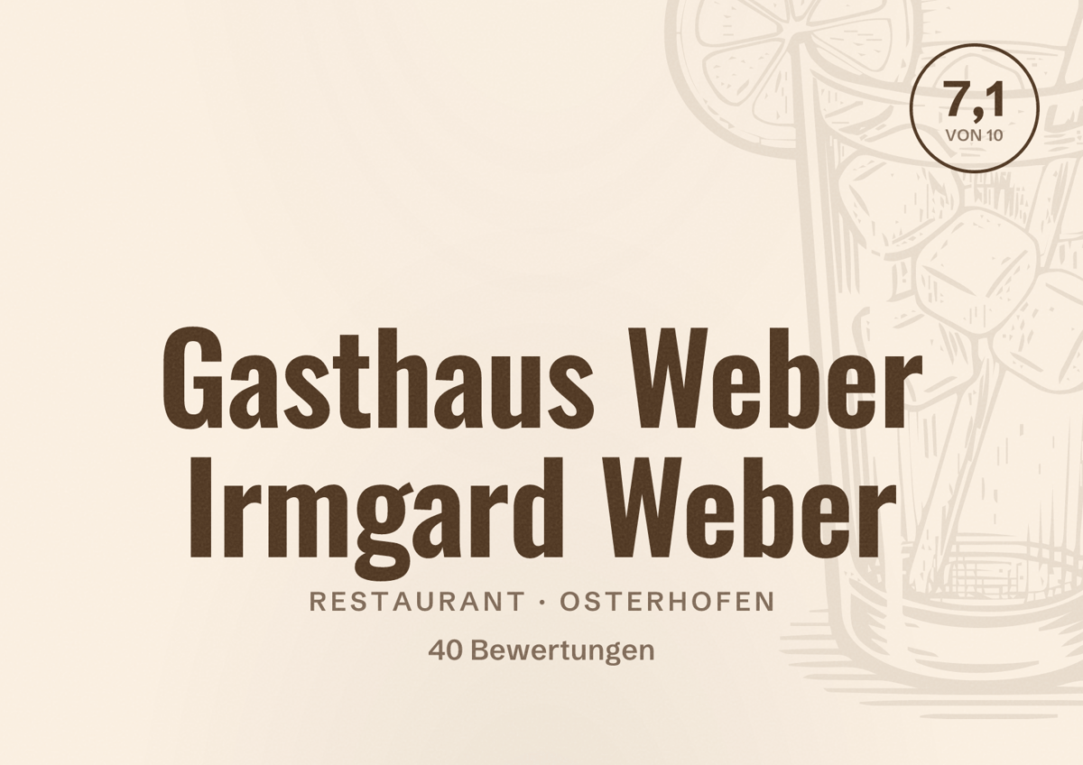 Illustriertes Poster von Gasthaus Weber Irmgard Weber, Restaurant in Osterhofen: Bewertung 7,1 von 10 aus 40 Bewertungen