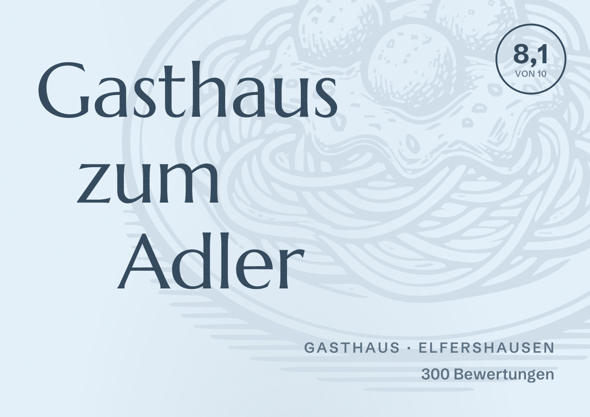 Illustriertes Poster von Gasthaus zum Adler, Gasthaus in Elfershausen: Bewertung 8,1 von 10 aus 300 Bewertungen