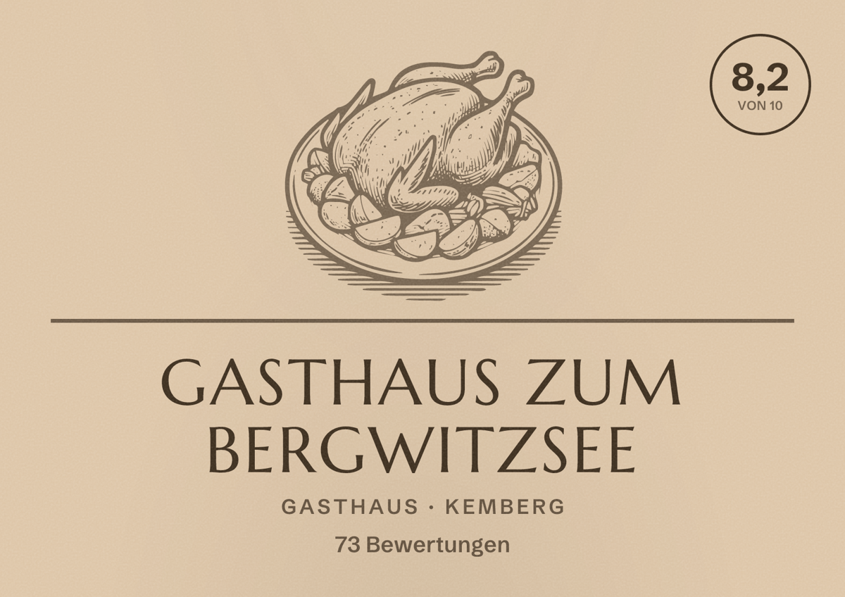 Illustriertes Poster von Gasthaus zum Bergwitzsee, Gasthaus in Kemberg: Bewertung 8,2 von 10 aus 73 Bewertungen