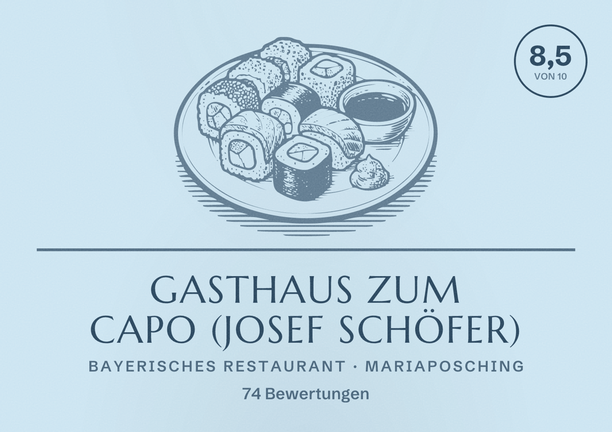 Illustriertes Poster von Gasthaus zum Capo (Josef Schöfer), Bayerisches Restaurant in Mariaposching: Bewertung 8,5 von 10 aus 74 Bewertungen