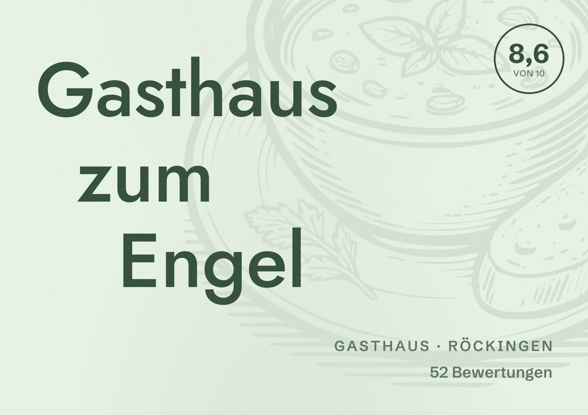 Illustriertes Poster von Gasthaus zum Engel, Gasthaus in Röckingen: Bewertung 8,6 von 10 aus 52 Bewertungen