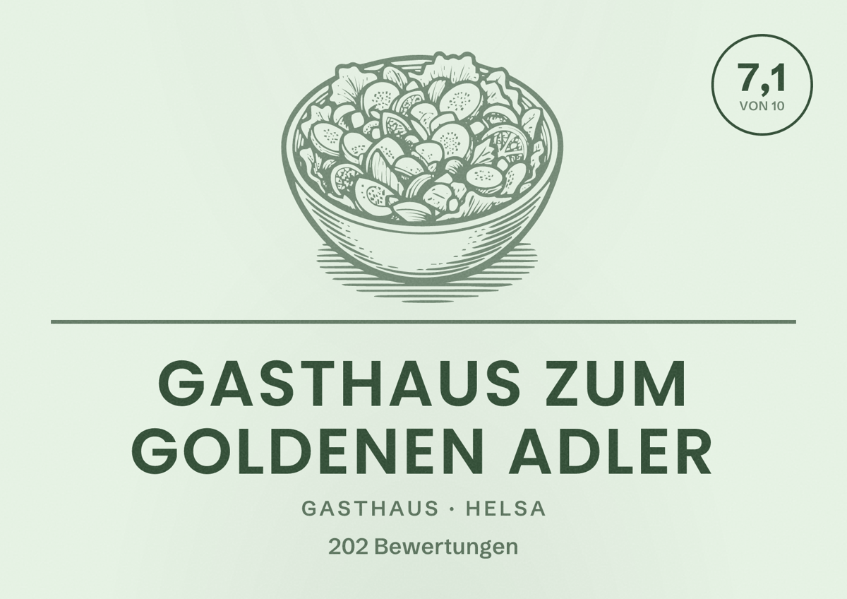 Illustriertes Poster von Gasthaus Zum Goldenen Adler, Gasthaus in Helsa: Bewertung 7,1 von 10 aus 202 Bewertungen