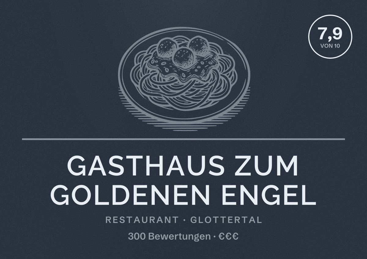 Illustriertes Poster von Gasthaus Zum goldenen Engel, Restaurant in Glottertal: Bewertung 7,9 von 10 aus 300 Bewertungen, Preisniveau €€€
