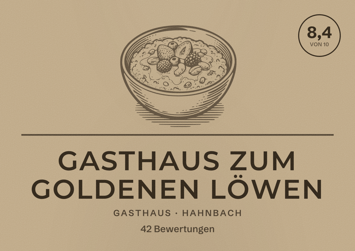 Illustriertes Poster von Gasthaus Zum goldenen Löwen, Gasthaus in Hahnbach: Bewertung 8,4 von 10 aus 42 Bewertungen