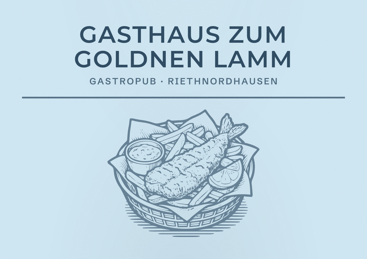 Illustriertes Poster von Gasthaus zum Goldnen Lamm, Gastropub in Riethnordhausen