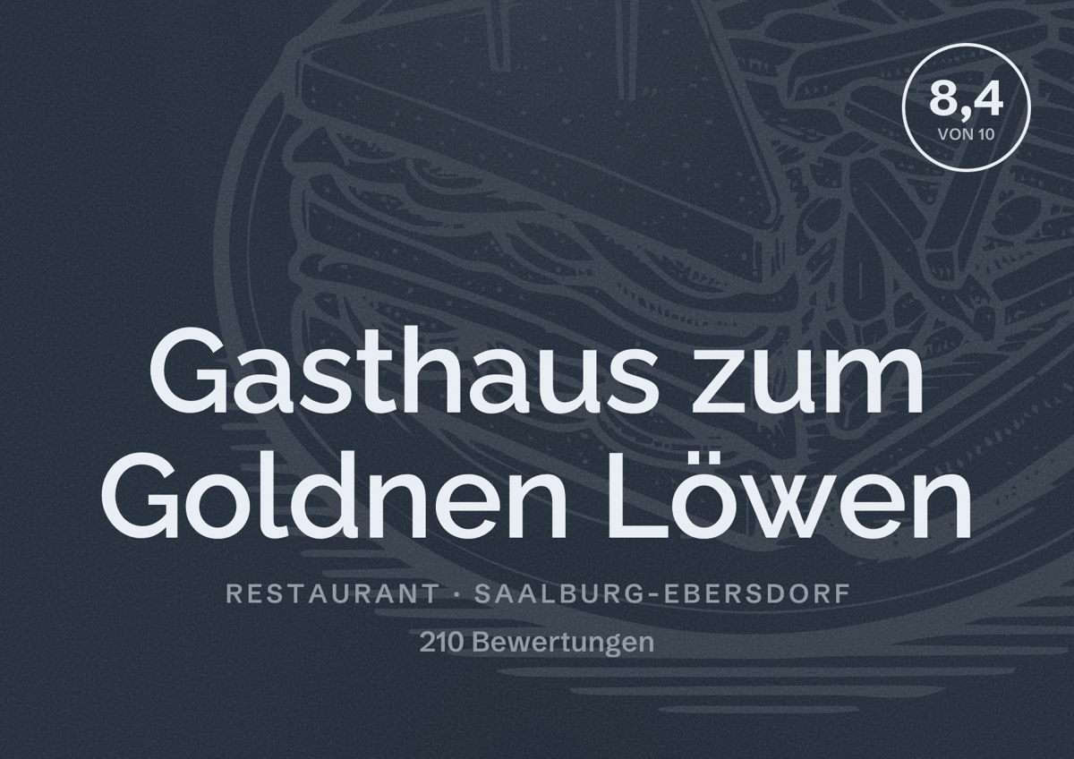 Illustriertes Poster von Gasthaus zum Goldnen Löwen, Restaurant in Saalburg-Ebersdorf: Bewertung 8,4 von 10 aus 210 Bewertungen