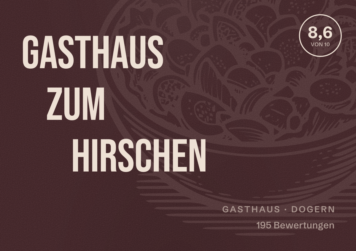 Illustriertes Poster von Gasthaus zum Hirschen, Gasthaus in Dogern: Bewertung 8,6 von 10 aus 195 Bewertungen