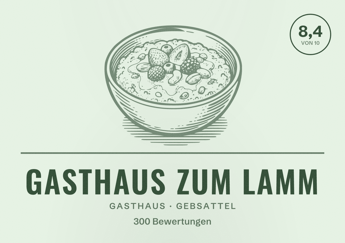 Illustriertes Poster von Gasthaus zum Lamm, Gasthaus in Gebsattel: Bewertung 8,4 von 10 aus 300 Bewertungen