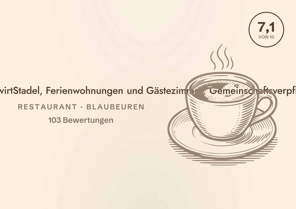 Illustriertes Poster von Gasthaus zum Lamm und LammwirtStadel, Ferienwohnungen und Gästezimmer, Gemeinschaftsverpflegung, Restaurant in Blaubeuren: Bewertung 7,1 von 10 aus 103 Bewertungen
