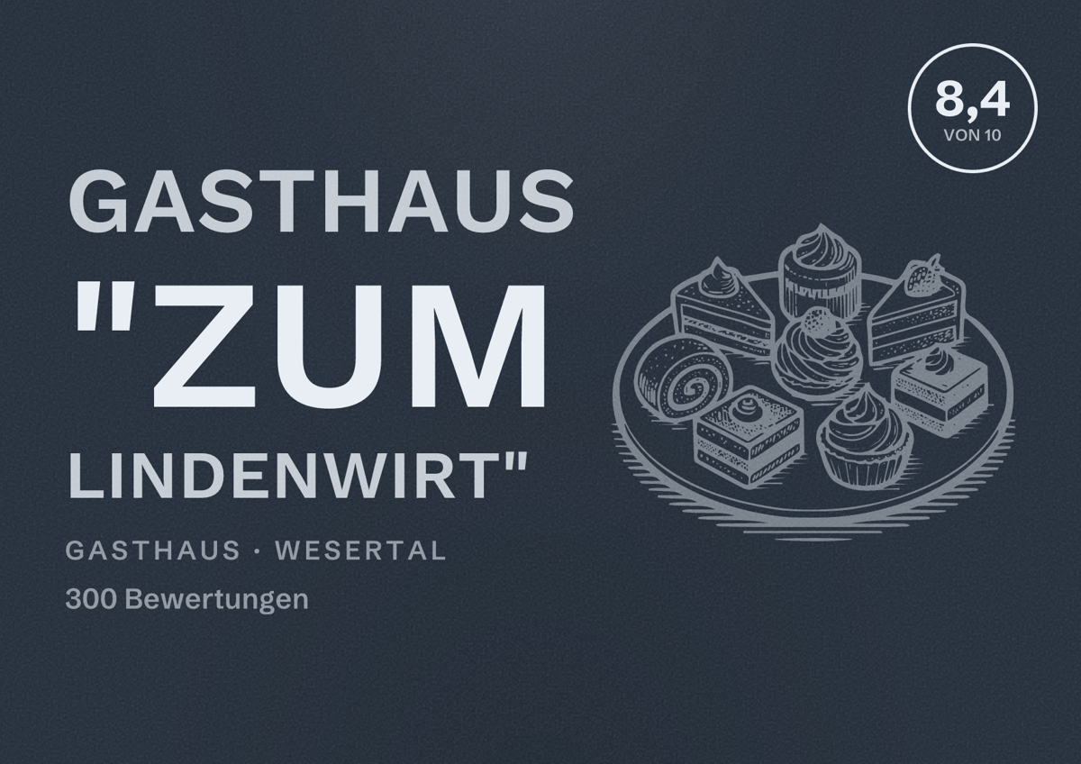 Illustriertes Poster von Gasthaus "Zum Lindenwirt", Gasthaus in Wesertal: Bewertung 8,4 von 10 aus 300 Bewertungen