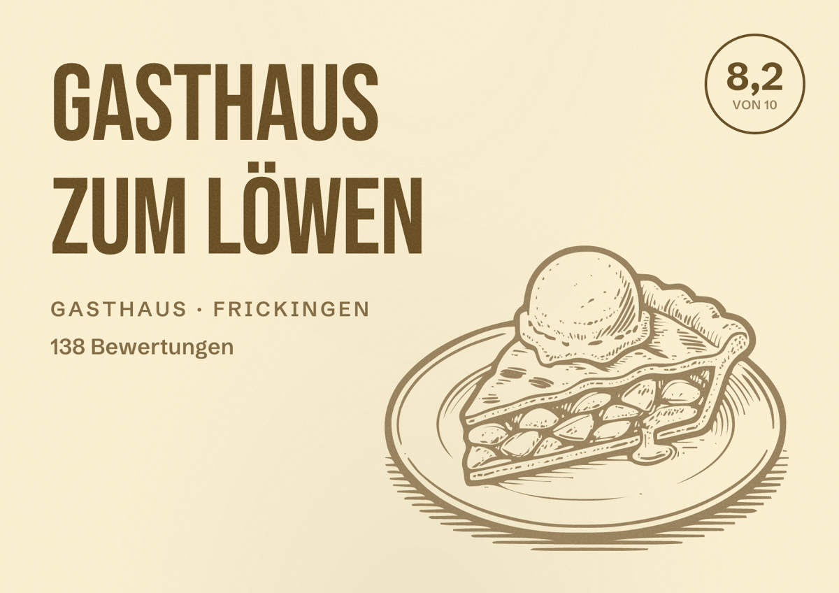 Illustriertes Poster von Gasthaus zum Löwen, Gasthaus in Frickingen: Bewertung 8,2 von 10 aus 138 Bewertungen