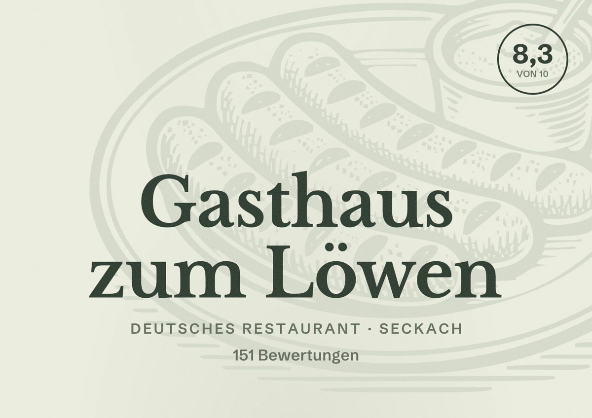 Illustriertes Poster von Gasthaus zum Löwen, Deutsches Restaurant in Seckach: Bewertung 8,3 von 10 aus 151 Bewertungen