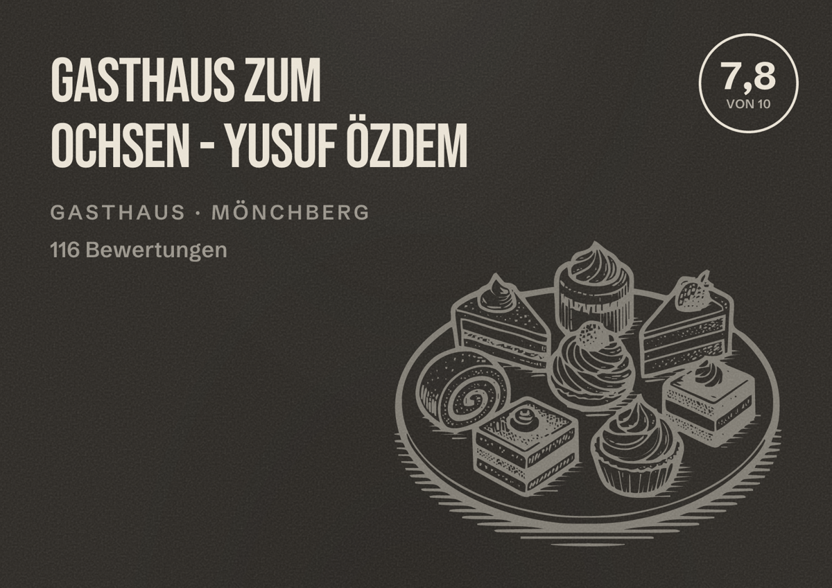 Illustriertes Poster von Gasthaus zum Ochsen - Yusuf Özdem, Gasthaus in Mönchberg: Bewertung 7,8 von 10 aus 116 Bewertungen
