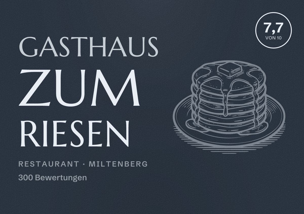 Illustriertes Poster von Gasthaus zum Riesen, Restaurant in Miltenberg: Bewertung 7,7 von 10 aus 300 Bewertungen
