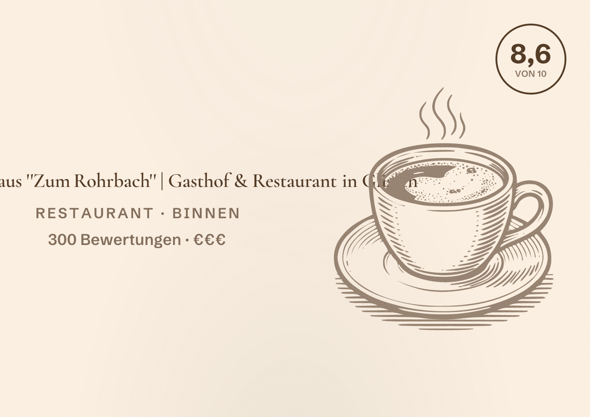 Illustriertes Poster von Gasthaus ''Zum Rohrbach'' | Gasthof & Restaurant in Glissen, Restaurant in Binnen: Bewertung 8,6 von 10 aus 300 Bewertungen, Preisniveau €€€