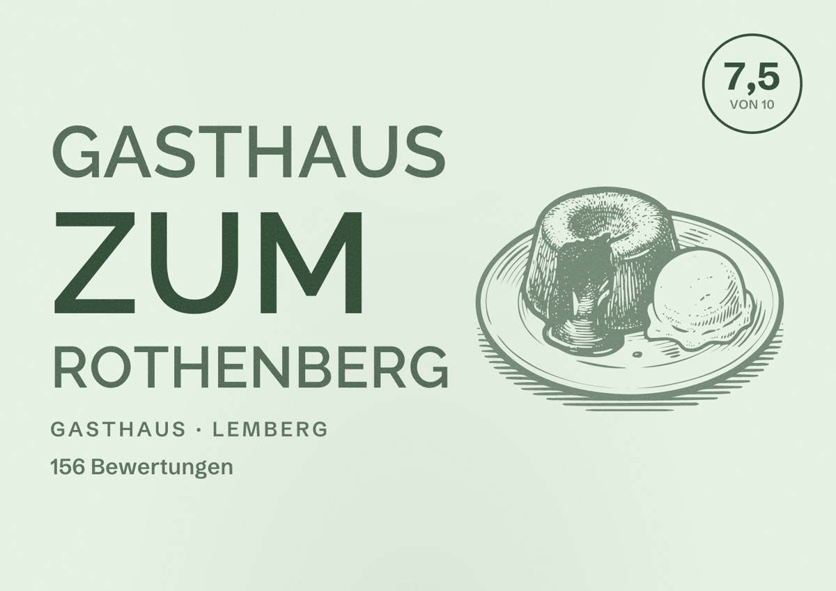 Illustriertes Poster von Gasthaus Zum Rothenberg, Gasthaus in Lemberg: Bewertung 7,5 von 10 aus 156 Bewertungen