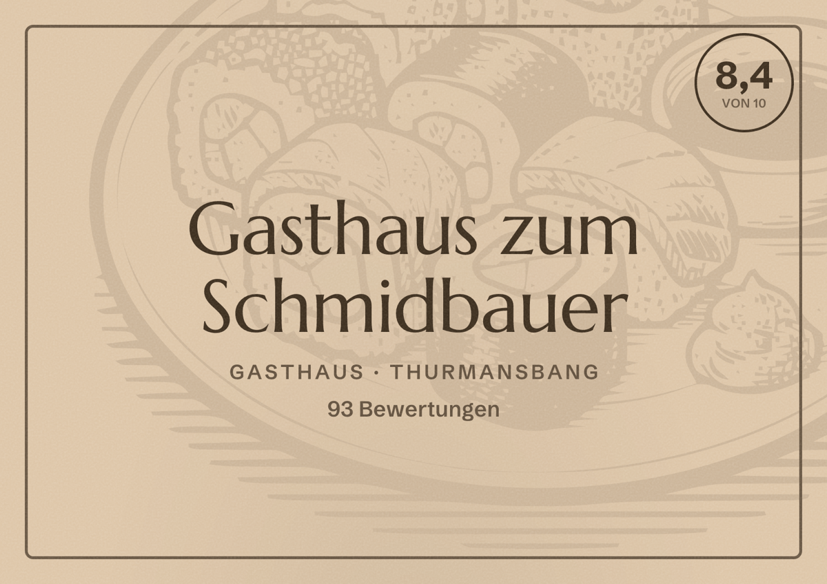 Illustriertes Poster von Gasthaus zum Schmidbauer, Gasthaus in Thurmansbang: Bewertung 8,4 von 10 aus 93 Bewertungen