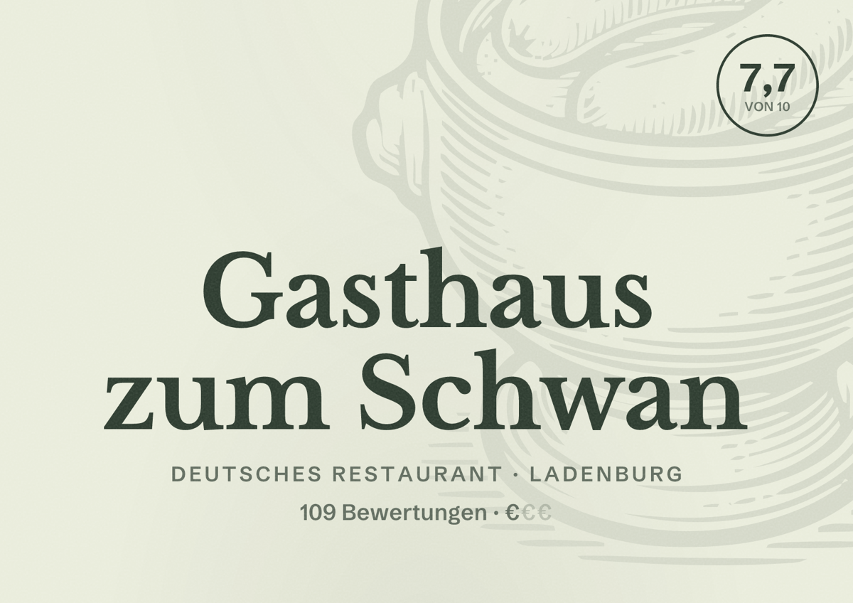 Illustriertes Poster von Gasthaus zum Schwan, Deutsches Restaurant in Ladenburg: Bewertung 7,7 von 10 aus 109 Bewertungen, Preisniveau €