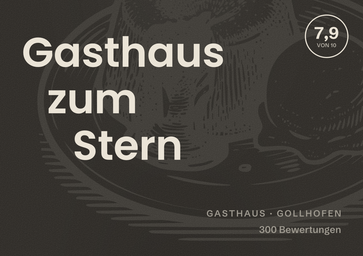 Illustriertes Poster von Gasthaus zum Stern, Gasthaus in Gollhofen: Bewertung 7,9 von 10 aus 300 Bewertungen