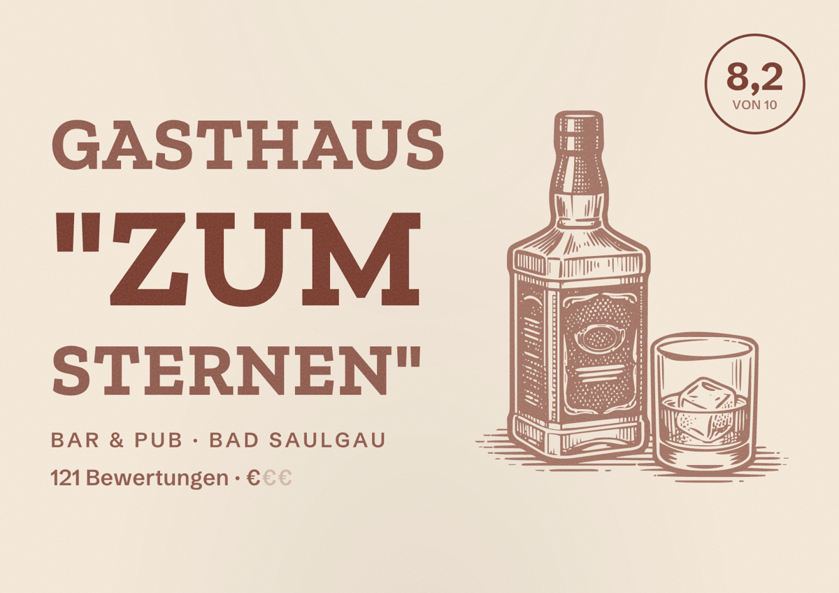 Illustriertes Poster von Gasthaus "Zum Sternen", Bar & Pub in Bad Saulgau: Bewertung 8,2 von 10 aus 121 Bewertungen, Preisniveau €