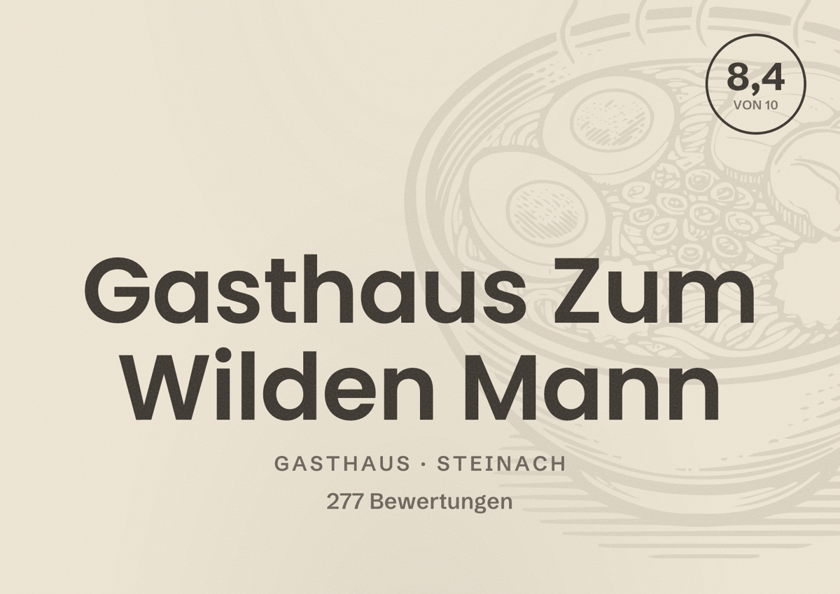 Illustriertes Poster von Gasthaus Zum Wilden Mann, Gasthaus in Steinach: Bewertung 8,4 von 10 aus 277 Bewertungen