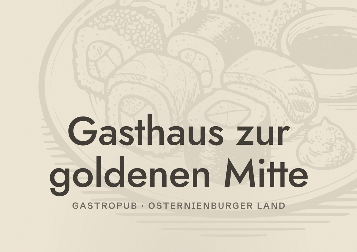 Illustriertes Poster von Gasthaus zur goldenen Mitte, Gastropub in Osternienburger Land