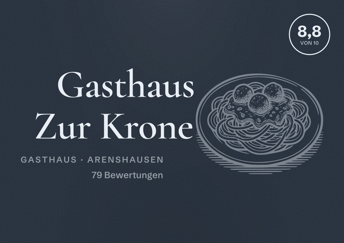 Illustriertes Poster von Gasthaus Zur Krone, Gasthaus in Arenshausen: Bewertung 8,8 von 10 aus 79 Bewertungen