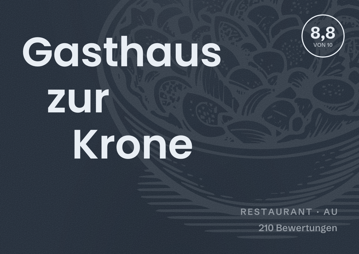 Illustriertes Poster von Gasthaus zur Krone, Restaurant in Au: Bewertung 8,8 von 10 aus 210 Bewertungen